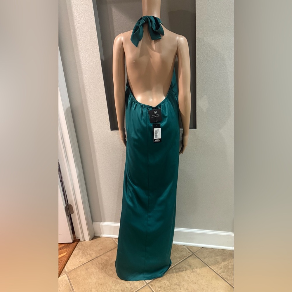 Club L London Bottle Green Satin Maxi Dress NWT - Picture 3 of 7